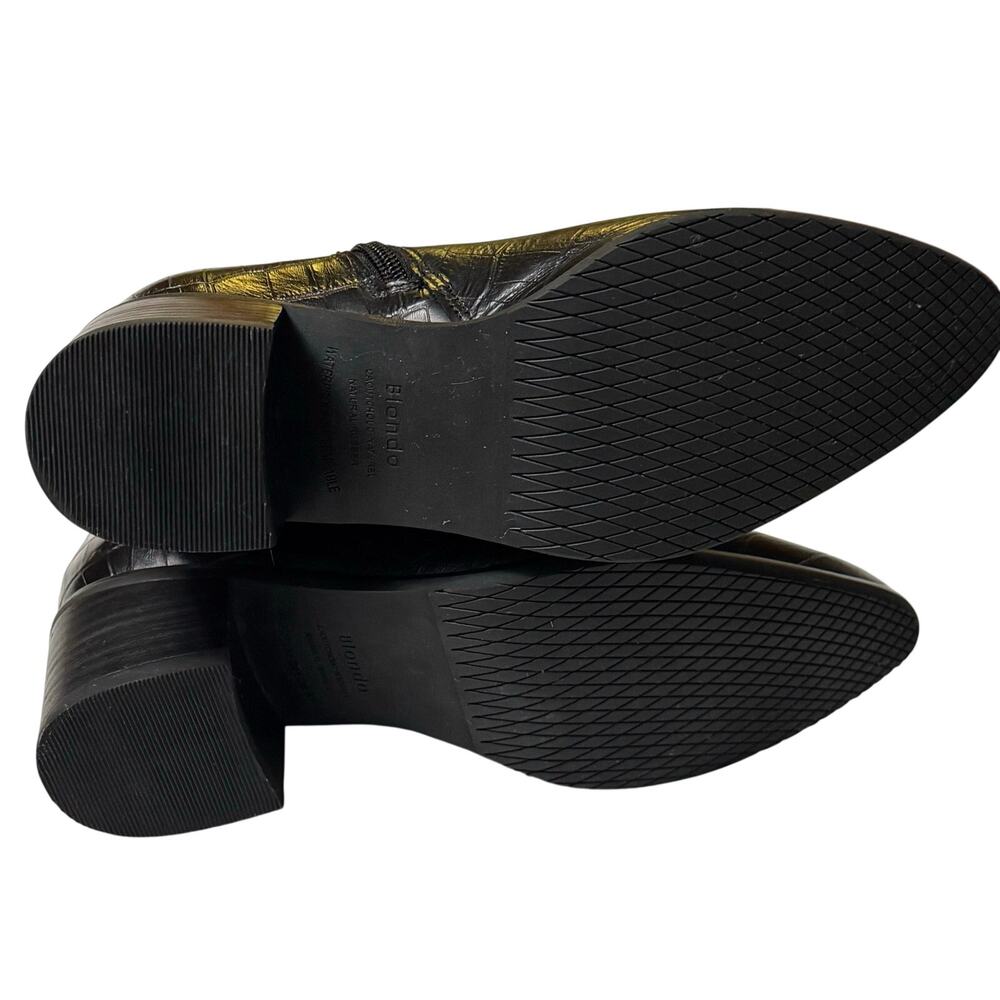 Blondo Elvina Waterproof Croc Embossed Ankle Boots Black 7.5 - Picture 4 of 7